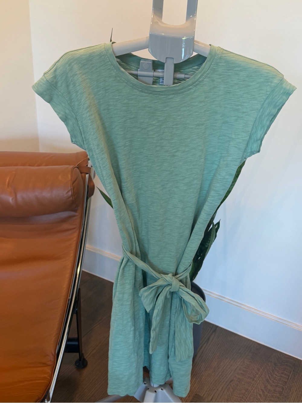 J. Crew Mint Green Tie-Waist Cap Sleeve Tunic Dress